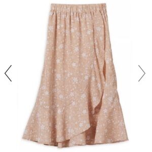 💚Disney Mulan Inspired Floral Midi Soft Lined Pull On Skirt Super Cute Feminine